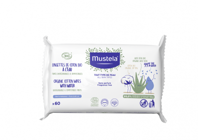 Мустела / Mustela Бебешки кърпички от органичен памук с вода х 60
