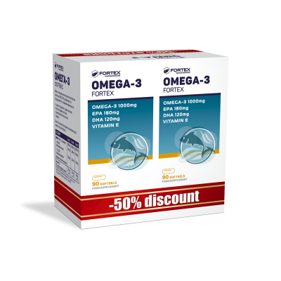 Омега-3 / Omega-3 1000мг Капсули х 90 1+1 Промо пакет Fortex