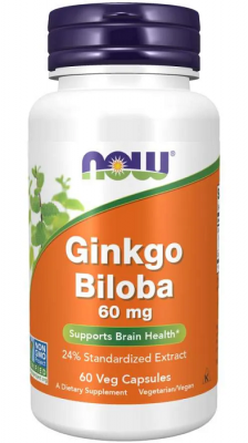 Гинкго Билоба / Ginkgo Biloba капсули 60мг х 60 Now Foods