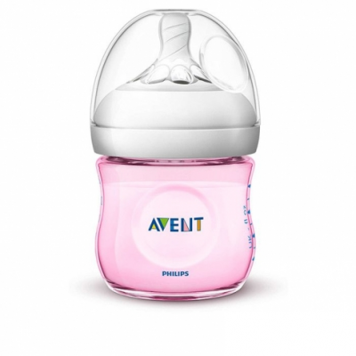 Авент / Avent Шише за хранене с биберон за новородено Natural PP 125 мл 0м+ розово