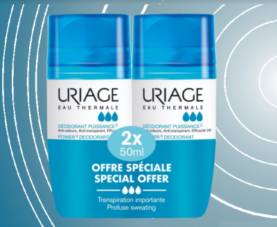 Уриаж / Uriage Power 3 Рол-он дезодорант против изпотяване за чувствителна кожа 50мл 1+1